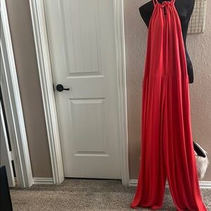 Elegant Red Halter Jumpsuit